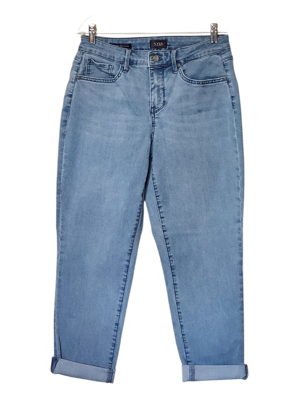 NYDJ Margot Girlfriend Lift X Tuck Kingston Denim Jeans Blue Cool Embrace Size 8